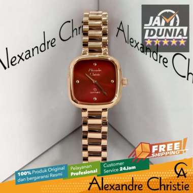 JAM TANGAN WANITA ALEXANDRE CHRISTIE SAPPHIRE ORIGINAL ROSE GOLD STRAP STAINLES RED 2B73 AC 2B73 AC2
