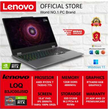 LENOVO LOQ 15 GAMING RYZEN 7 7435HS RTX4050 6GB 512SSD 15.6" WQHD 144Hz