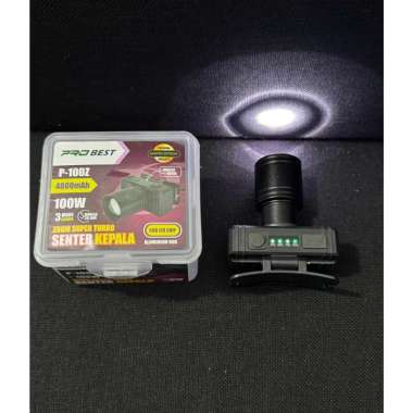 Senter Kepala 100W Zoom Super Turbo Probest P-100Z COB LED Chip Rechargeable Aluminium Body