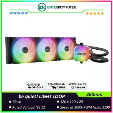 be quiet! LIGHT LOOP 360mm - Peak Performance and lighting - 3x Light Wings LX 120mm PWM high-speed