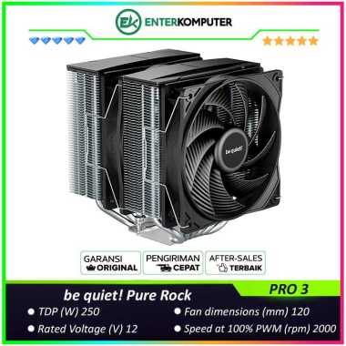 be quiet! Pure Rock PRO 3 - Impressively Performant and compact - High Performance Cooling - 2x Pure
