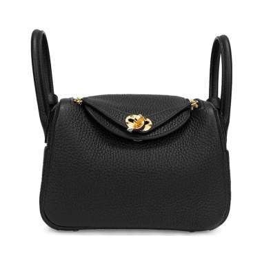 Hermès Mini Lindy II Black Taurillon Clemence Ghw W Black
