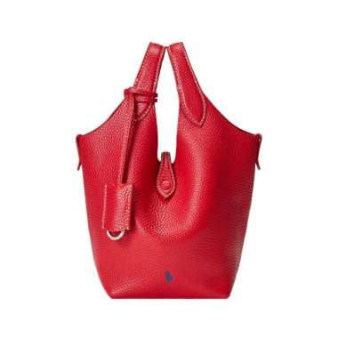 Polo Ralph Lauren Polo Play Leather Small Tote and Crossbody Cherry Red