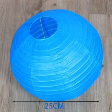 LAMPION KERTAS POLOS/LAMPION KERTAS WARNA WARNI BIRU 25CM