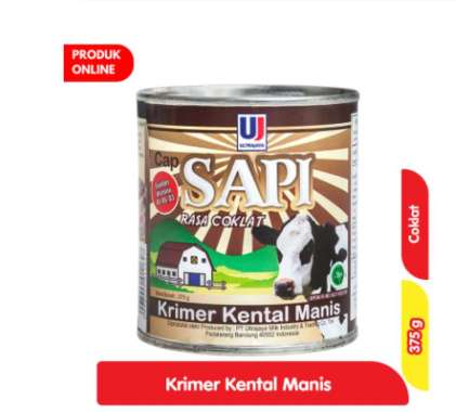 Ultra Cap Sapi Krimer Kental Manis Cokelat Kaleng 375 g PUTIH