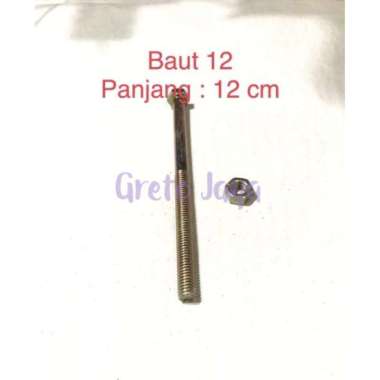 ( Baut Kuning 12 Panjang 12 cm ) Mur Plat 12cm Kaki Mesin Kursi Roda Meja Pelat Sofa Skrup Sekrup No