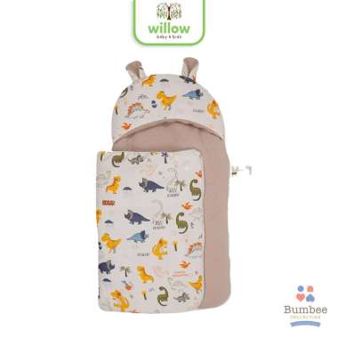 Selimut Bayi - Bumbee Sleeping Bag Newborn CTR Dino Roar Waffle Cream