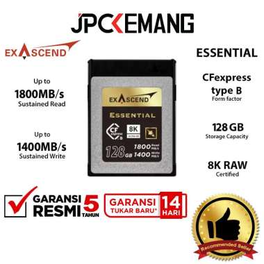 JPC KEMANG Exascend 128GB Essential CFexpress Type B 1800MB/s CF Express 128 GB Memory Card EXPC3E12