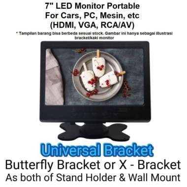 Kenowa Mini LED Monitor 7" - TFT LCD - HDMI VGA RCA Up to 1080p - Monitor Mobil - Monitor Portable