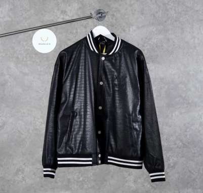 RIC Ricky is Clown X Black Suede Croco Varsity Jacket in Black & White (unisex) Black L