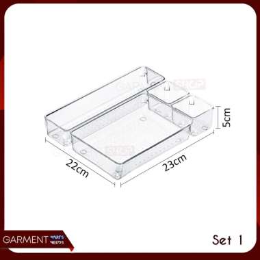Set Akrilik Box 4 Pcs Wadah Sekat Penyimpanan Makanan Kulkas Storage Box Kotak Bening Multifungsi BU