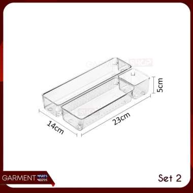 Set Akrilik Box 4 Pcs Wadah Sekat Penyimpanan Makanan Kulkas Storage Box Kotak Bening Multifungsi BU