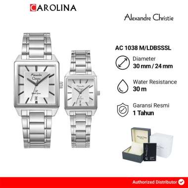 Jam Tangan Couple Alexandre Christie Primo AC 1038 M/LDBSSSL Silver Dial Stainless Steel Strap