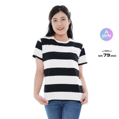 Aerostreet T Shirt Rugby Black Stripe Woman Kaos T Shirt 1B100 XL