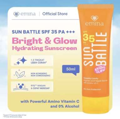 Emina Sun Battle Bright Glow SPF 35 PA+++ - Sunscreen Serum Amino Vitamin C 50ml