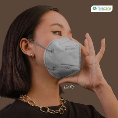 Masker Fivecare Premium KN95 HIJAB Headloop 6Ply isi 10 Abu-Abu