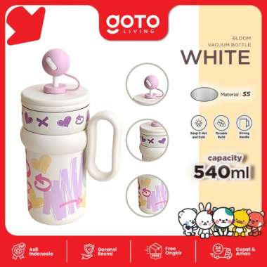 Goto Bloom Vacuum Bottle Tumbler Stainless Botol Minum Aesthetic Lucu WHITE