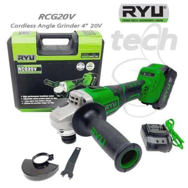 Mesin Gerinda Tangan Baterai Cordless Angel Grinder 4" 20V RYU RCG20V RCG 20 V