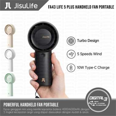 JISULIFE FA43 Life 5 Plus Handheld Mini Fan Turbo Portable Kipas Genggam Kipas Meja Desktop Recharge