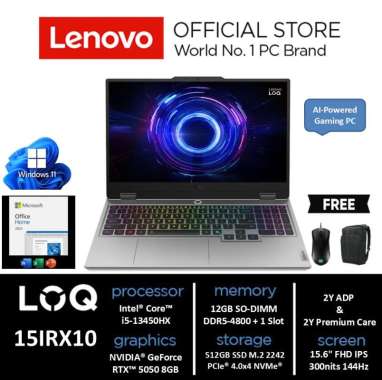 LENOVO LOQ 15IRX10 52ID || Intel Core i5-13450HX 12GB 512GB SSD RTX 5050 8GB Windows 11 Office Home 