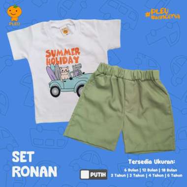 PLEU Set Ronan | Setelan Anak Laki Laki Usia 6 Bulan-6 Tahun 4 tahun Putih
