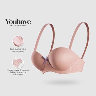 You’ve ( YouHave ) BH Bra Wanita Half Cup A Busa Tebal Push Up Kawat Kait 3 Bra Remaja Tali Bisa Dil