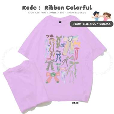 ELLIPSESINC Kaos Oversize Lengan Pendek Couple Keluarga / Anak Kids / Dewasa Ribbon Colorful KIDS3 S