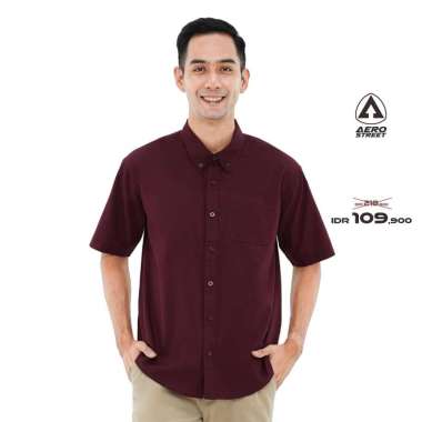 Aerostreet Kemeja Pendek Stand Collar Davin Maroon Man QB1AA S