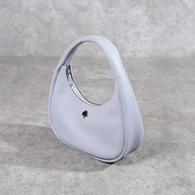 Tas KATE SPADE KAYLA CRESCENT GHW LOGO GREY LEATHER HOBO BAG 100% ORIGINAL Size 29X9X15CM