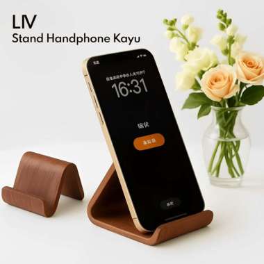 TerraTure Stand Holder Hp Meja Wooden Phone Holder Stand Handphone Sandaran Dudukan Hp Ponsel Kayu A