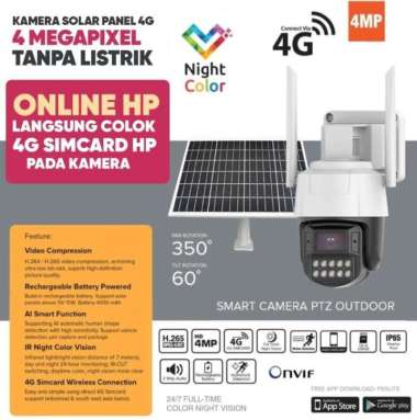 Kamera cctv Smart 4MP Solar PTZ Kartu 4G Simcard GSM Tanpa listrik kamera+64gb