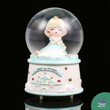 MAMA SING Bola Kristal Salju Istana Fairytale Princess Cantik Unik Biru