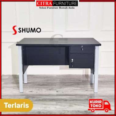 SHUMO Meja Tulis Kantor Kaki Besi Kotak Charleston Series | Meja Kerja Belajar Komputer DIRAKIT