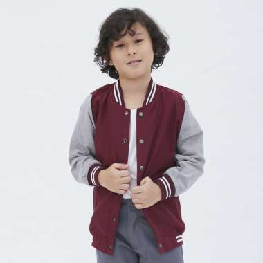 M231 Jaket Anak Laki Laki Bomber Oxford Panjang Maroon 1808C A08