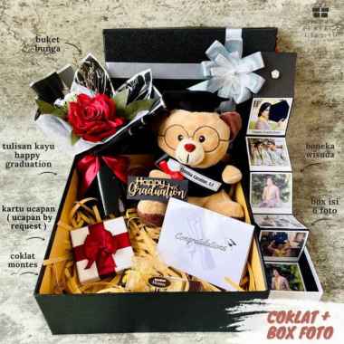Kado Wisuda Hampers Wisuda Graduation Gift Buket Bunga Wisuda cklt+box foto Biru