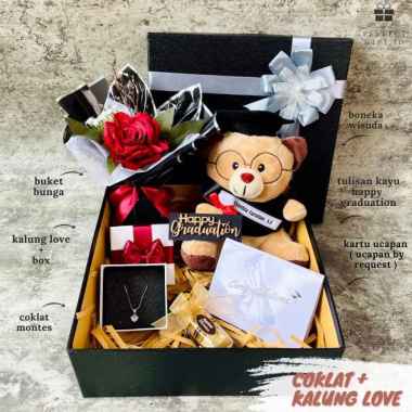 Kado Wisuda Hampers Wisuda Graduation Gift Buket Bunga Wisuda cklt+klunglove Hitam