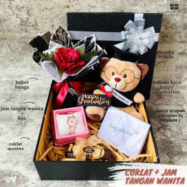 Kado Wisuda Hampers Wisuda Graduation Gift Buket Bunga Wisuda cklt+jamwanita Hitam