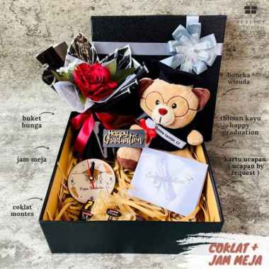 Kado Wisuda Hampers Wisuda Graduation Gift Buket Bunga Wisuda cklt+jammeja Hitam