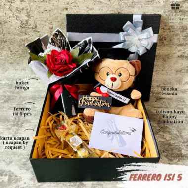 Kado Wisuda Hampers Wisuda Graduation Gift Buket Bunga Wisuda +ferreroisi5 Hitam