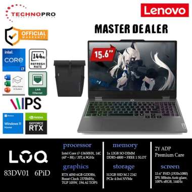 Lenovo LOQ 15IRX9 6PID || Intel i7-13650HX RTX 4050 12GB SO-DIMM DDR5-4800 512GB SSD WINDOWS 11 HOME