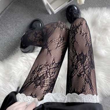 Kaoskaki Stocking Hitam Putih Jaring-Jaring / PANTYHOSE LOVE Jala Stocking Jaring Transparan Sexy Lo