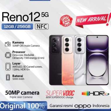 Oppo Reno 12 5G 12/256GB | Reno 12 Pro 5G 12/512GB Garansi Resmi Reno 12 5G