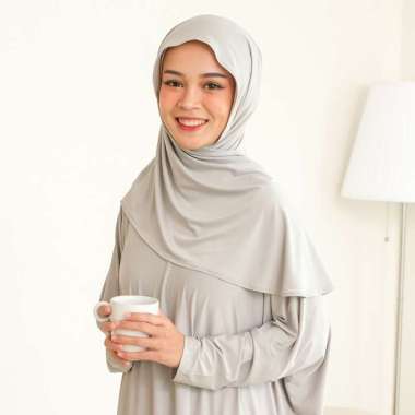 Lozy Hijab - Najma Shawl (Pashmina Oval Bahan Jersey Premium) Light Grey