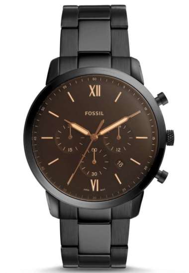 Fossil Neutra - Black Dial 44mm - Polished Black Bracelet - Jam Tangan Analog Pria - FS5525 - Origin