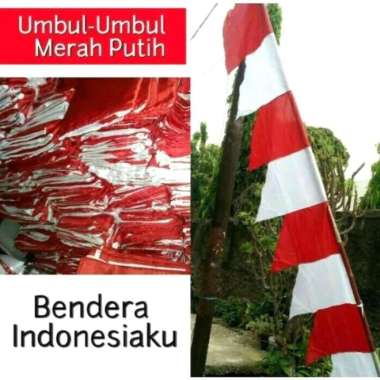 BENDERA UMBUL UMBUL MERAH PUTIH / UMBUL UMBUL GERGAJI / UMBUL UMBUL MERAH PUTIH ZIG-ZAG 3 METER / BE