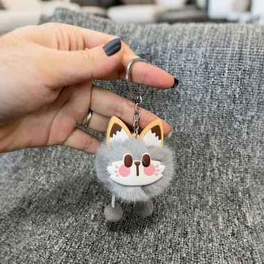 OEM SK-C1333 Gantungan Tas Boneka Kucing Bulu Lucu Bag Cat Keychain Accessories / Gantungan Kunci Hi