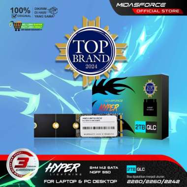 SSD M2 SATA MidasForce 2TB HyperLightning Garansi 3 Tahun SSD M.2 SATA 2 TB untuk Laptop dan PC SSD 