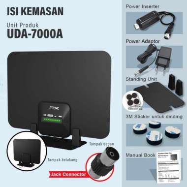 antena tv digital PX UDA-7000A Antena TV Digital Indoor Dinding DVB-T2 + Booster LED
