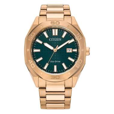 JAM PRIA CITIZEN ORIGINAL STAINLESS ROSE GOLD STAINLES WITH GREEN DIAL CITIZEN ECO-DRIVE BM7633-81X 
