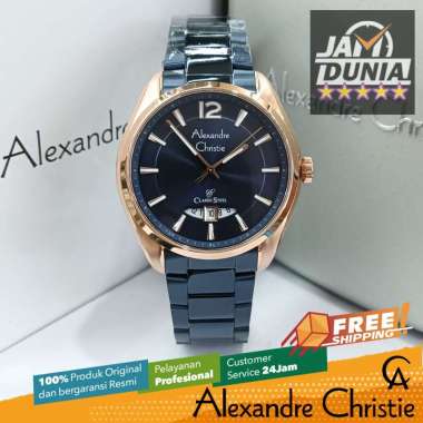 JAM TANGAN PRIA ALEXANDRE CHRISTIE ORIGINAL BLUE ROSE GOLD 8679 AC 8679 AC8679 ACF8679 JAM AC STAINL